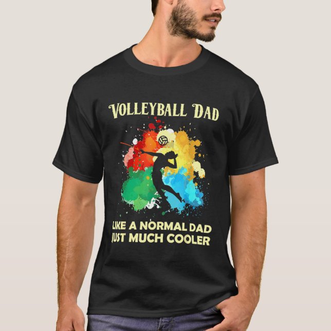 Camiseta Voleibol De Aquarela Tal Como Um Pai Normal Excede (Frente)