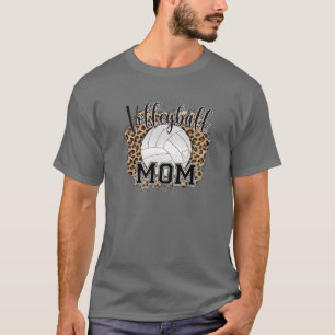 Camiseta Voleibol Mãe Leopardo Bola Engraçada Mãe Dia de
