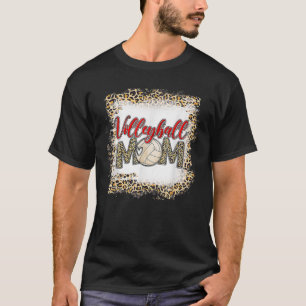 Camiseta Voleibol Mãe Leopardo Esportes Engraçados Mamãe Mã
