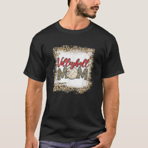 Camiseta Voleibol Mãe Leopardo Esportes Engraçados Mamãe Mã