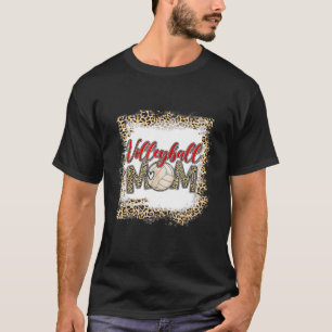Camiseta Voleibol Mãe Leopardo Esportes Engraçados Mamãe Mã