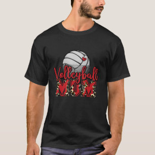 Camiseta Voleibol Mãe Leopardo Vermelho De Voleibol Para Mã