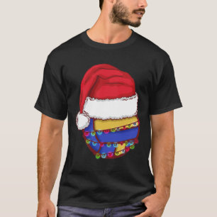 Camiseta Voleibol Natal Luz Santa Hat Engraçado Volley