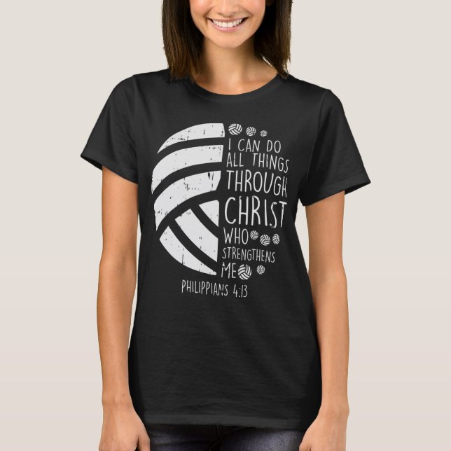 Camiseta Voleibol posso fazer coisas Bíblia Verdade Jesus G (Frente)