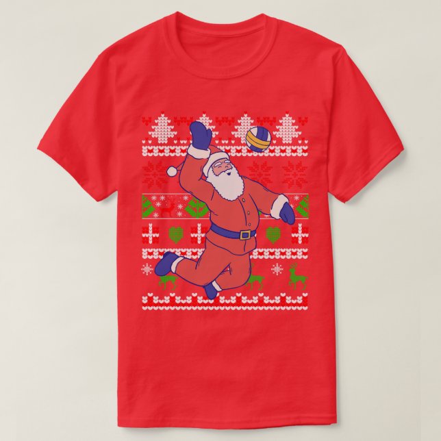 Camiseta Voleibol Santa Claus Ugly Natal (Frente do Design)
