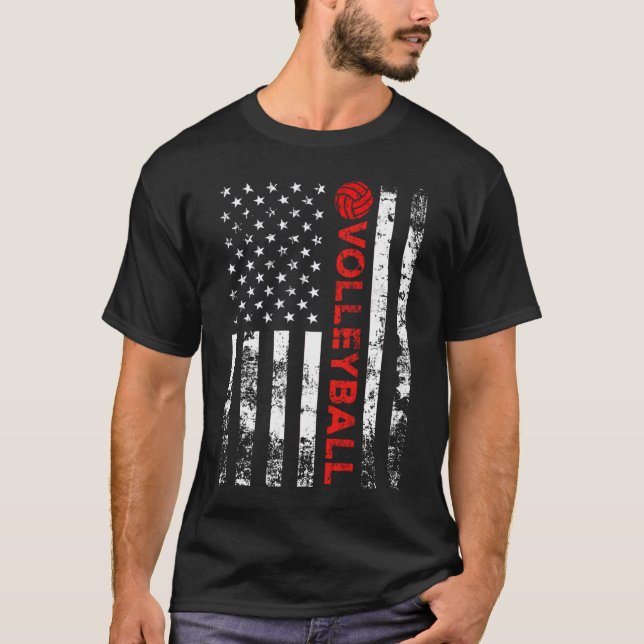 Camiseta Voleibol Vintage EUA Bandeira Americana (Frente)