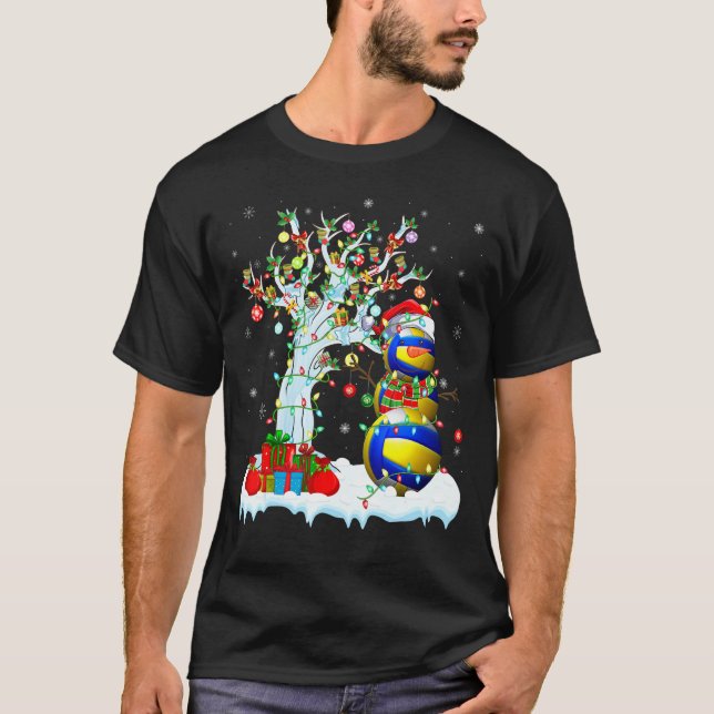 Camiseta Voleibol Xmas Tree Lighting Snowman Voleibol C (Frente)