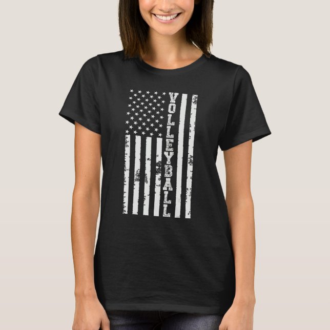Camiseta Volleyball American Flag Men Women Kids Merica USA (Frente)