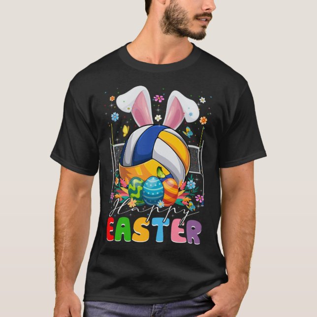 Camiseta Volleyball Ball With Bunny Ears Easter Day Boys Ki (Frente)
