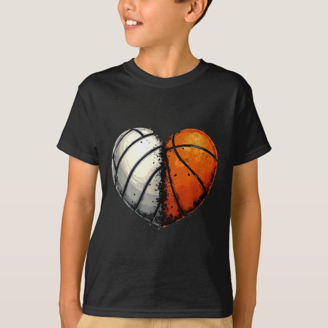 Camiseta Volleyball Basketball Ball Heart Srts Lover Valent (Frente)