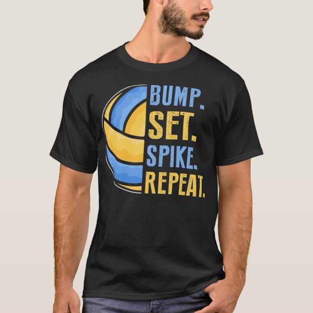Camiseta Volleyball Game  Bump Set Spike Repeat Volleyball  (Frente)