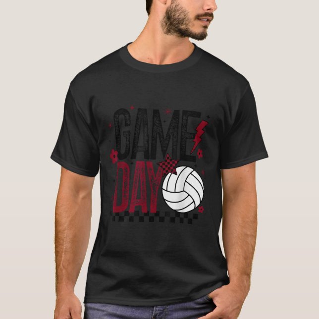 Camiseta Volleyball Game Day Retro Girls Volleyball Mom Mar (Frente)