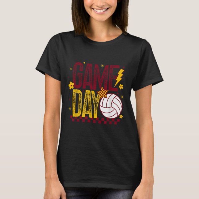 Camiseta Volleyball Game Day Retro Girls Volleyball Mom Mar (Frente)