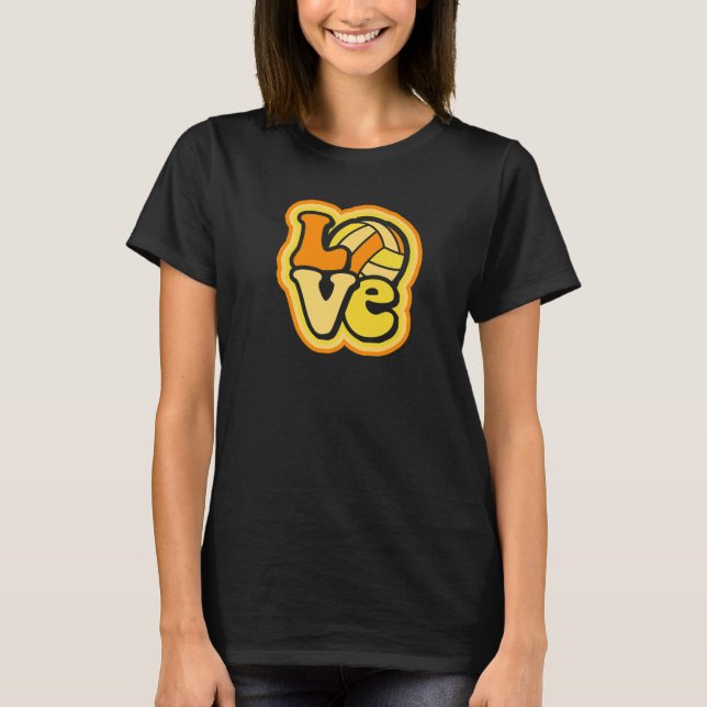 Camiseta Volleyball Love Orange & Yellow for Teens & Women  (Frente)