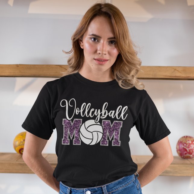 Camiseta Volleyball Mom cute bright Purple text (Criador carregado)