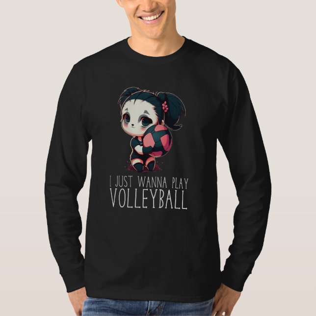 Camiseta Volleyball Panda Girl I just wanna play Volleyball (Frente)