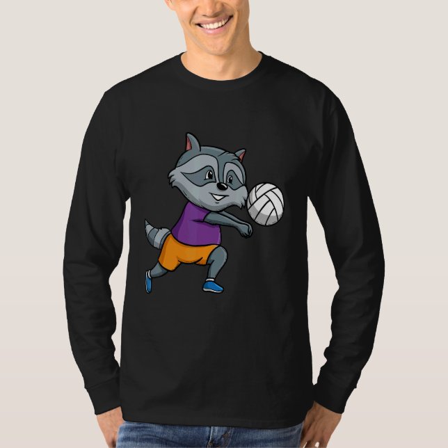 Camiseta Volleyball Player Spike Net Volleyball Raccoon Whi (Frente)
