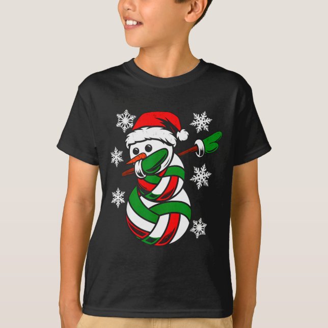 Camiseta Volleyball Santa Hat Snowman Xmas Funny Volleyball (Frente)
