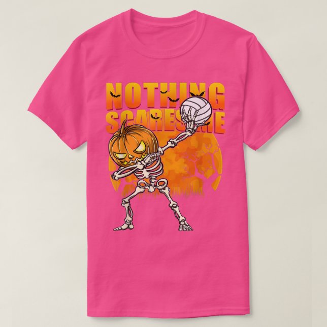 Camiseta Volleyball Skeleton Halloween Men Boys Volleyball  (Frente do Design)