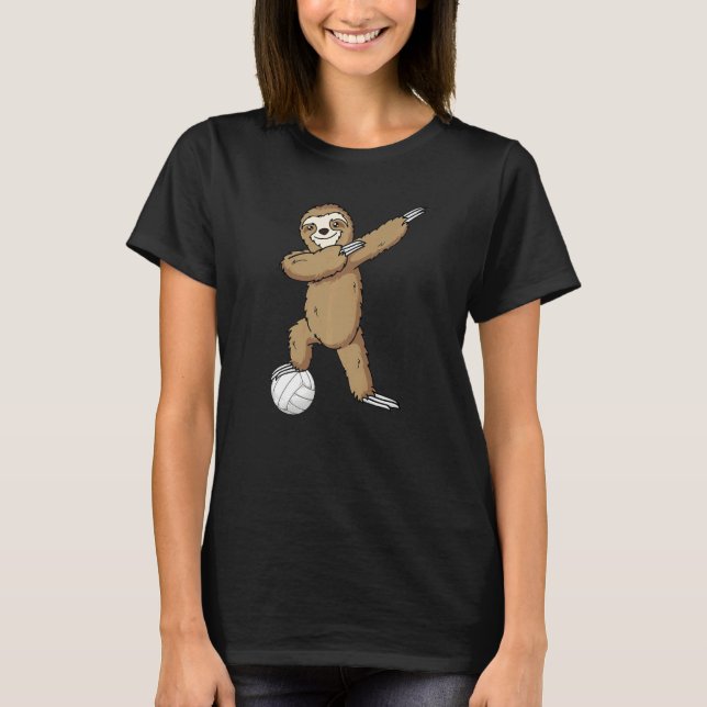 Camiseta Volleyball Sloth Dabbing Kids Boys Girls Youth   (Frente)