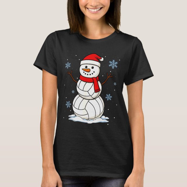 Camiseta Volleyball Snowman Merry Christmas Funny Srts Xmas (Frente)