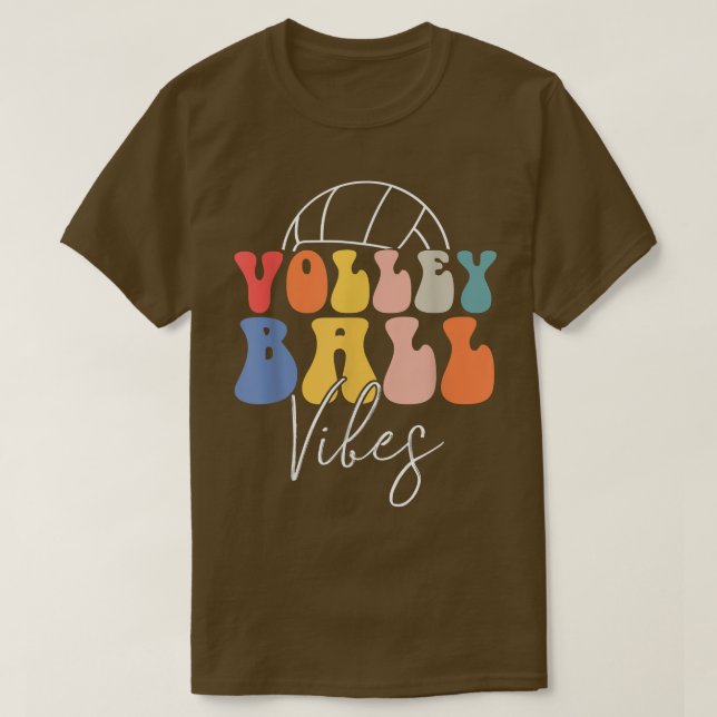 Camiseta Volleyball Vibes Retro Hippie Volleyball Gift For  (Frente do Design)