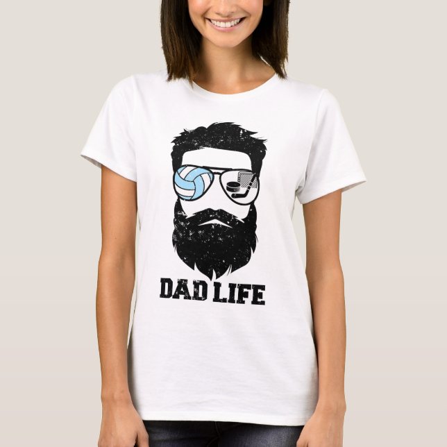 Camiseta Volleyll Hockey Dad Messy Hair Beard Volleyll Hock (Frente)