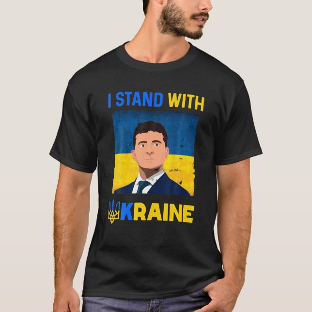 Camiseta Volodymyr Zelensky I Stand Com A Ucrânia Pro Ukrai (Frente)