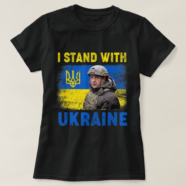 Camiseta Volodymyr Zelensky I Stand Com A Ucrânia Ucraniana (Frente do Design)