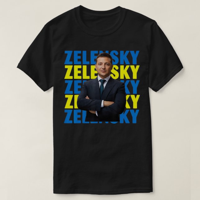 Camiseta Volodymyr Zelensky presidente da Ucrânia Support U (Frente do Design)