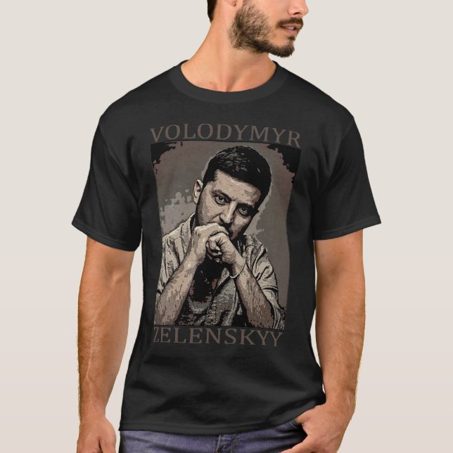 Camiseta Volodymyr Zelenskyy Black and White Art Effect (Frente)