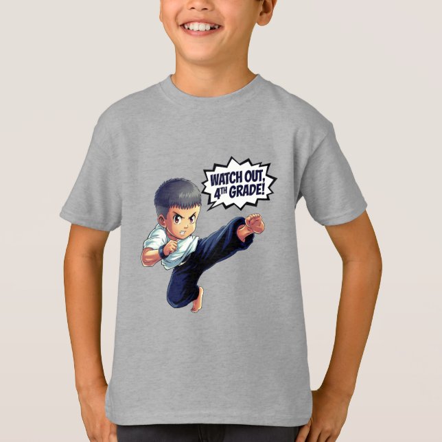 Camiseta Volta para a escola, T-Shirt do 4º ano (Frente)