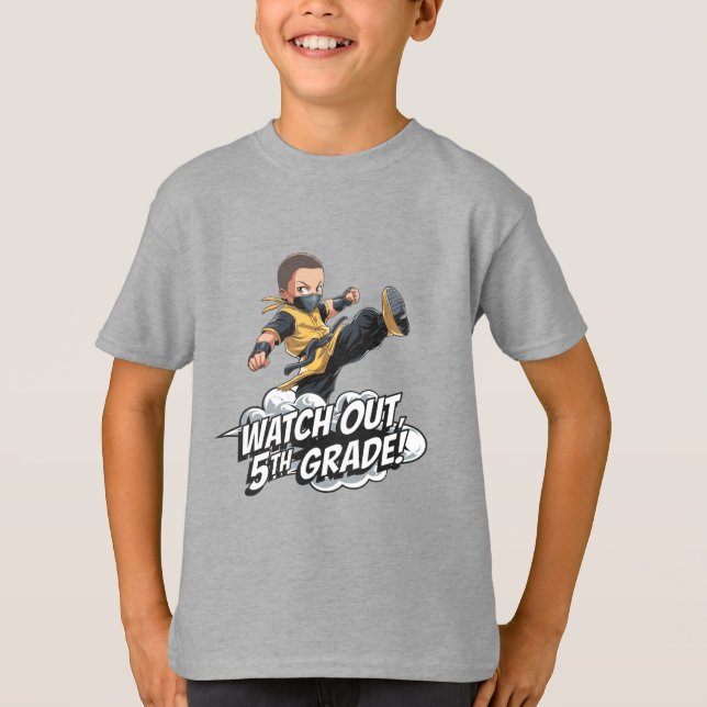 Camiseta Volta para a escola, T-Shirt do 5º ano (Frente)
