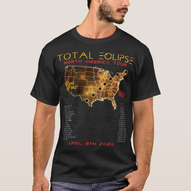 Camiseta Volta) Total Solar Eclipse 2024 Tour na América do (Frente)