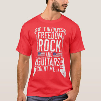 Camiseta Voltage Retro Rock American Flag Guitar Player Pre