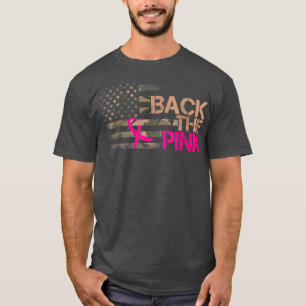 Camiseta Voltar À Camada De Fita Cor-De-Rosa Bandeira Ameri