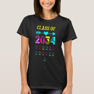 Camiseta Voltar À Classe Escolar De 2034 Cresce Comigo Veri