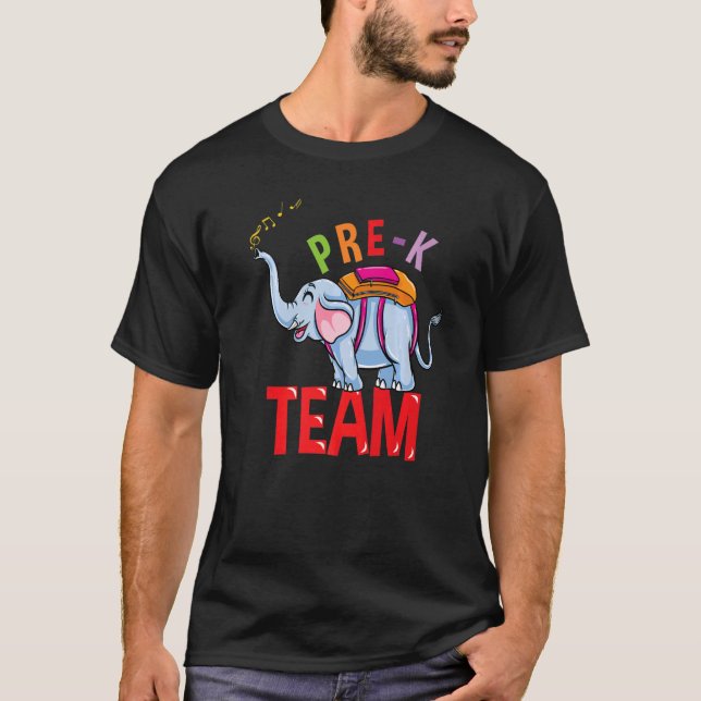 Camiseta Voltar à Equipe Pré-K de Elefantes Escolares (Frente)