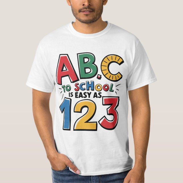 Camiseta Voltar à escola - ABC Easy como 123 (Frente)