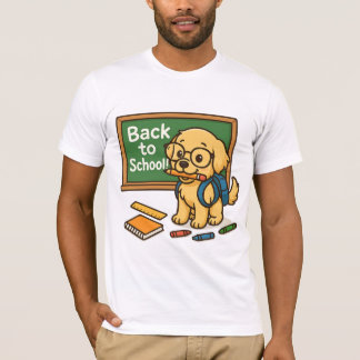 Camiseta Voltar à Escola de Pup - Ouro bonito de varejo