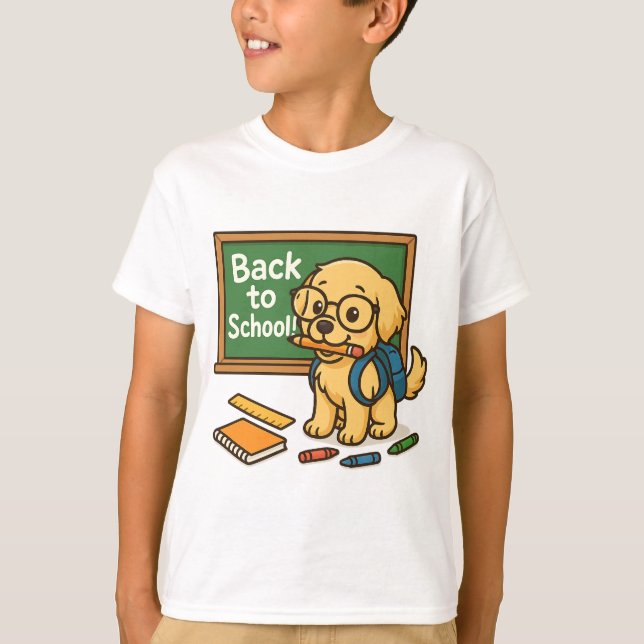Camiseta Voltar à Escola de Pup - Ouro bonito de varejo (Frente)
