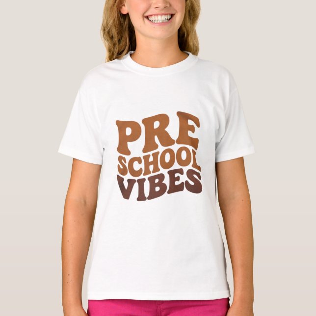 Camiseta Voltar à escola Primeiro dia da pré-escola Groovy (Frente)