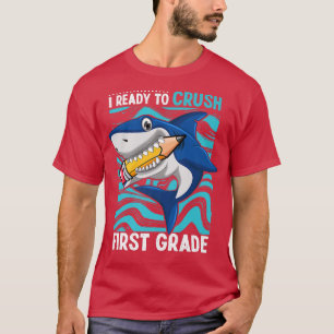 Camiseta Voltar À Escola Pronta Para Esmagar O Tubarão De P