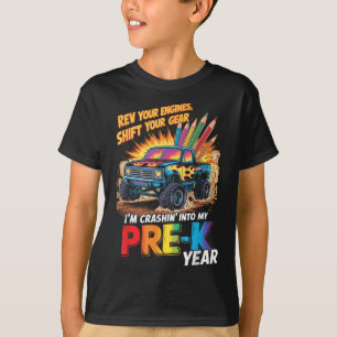Camiseta Voltar à pré-escola Monster Truck Primeiro