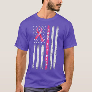 Camiseta Voltar ao Cancer A Da Bandeira Americana Da Fita R