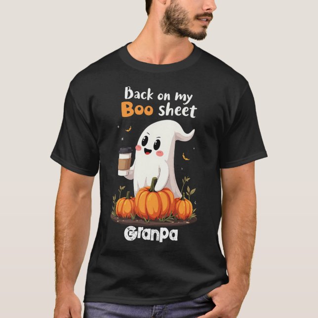 Camiseta Voltar ao meu Dia de as Bruxas engraçado Boo Sheet (Frente)