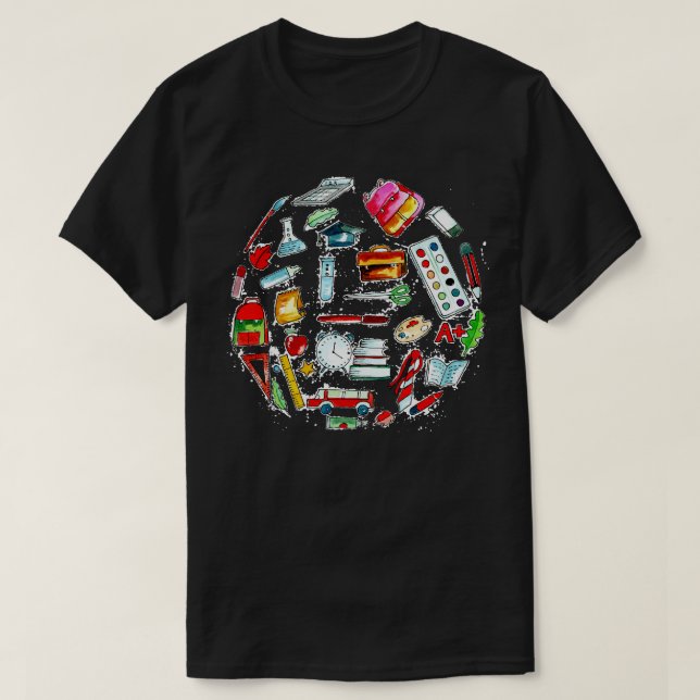 Camiseta Voltar ao Objeto Realista Escolar (Frente do Design)