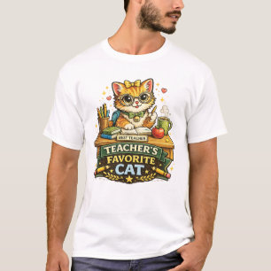 Camiseta Voltar às Aulas Design de Gato Favorito do Profess