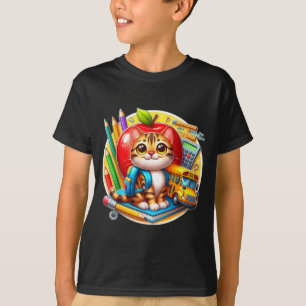 Camiseta Voltar às aulas gato bengala meninos meninas estud