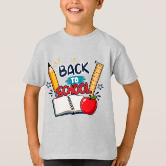 Camiseta Voltar às Escolas Lápis Régua Livro Design Apple